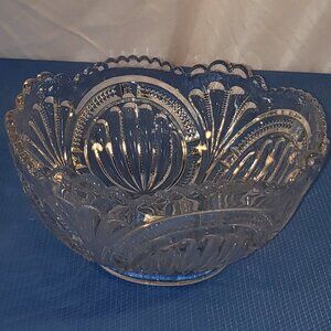 Vintage Crystal Beaded Ellipse Fruit/Candy Bowl